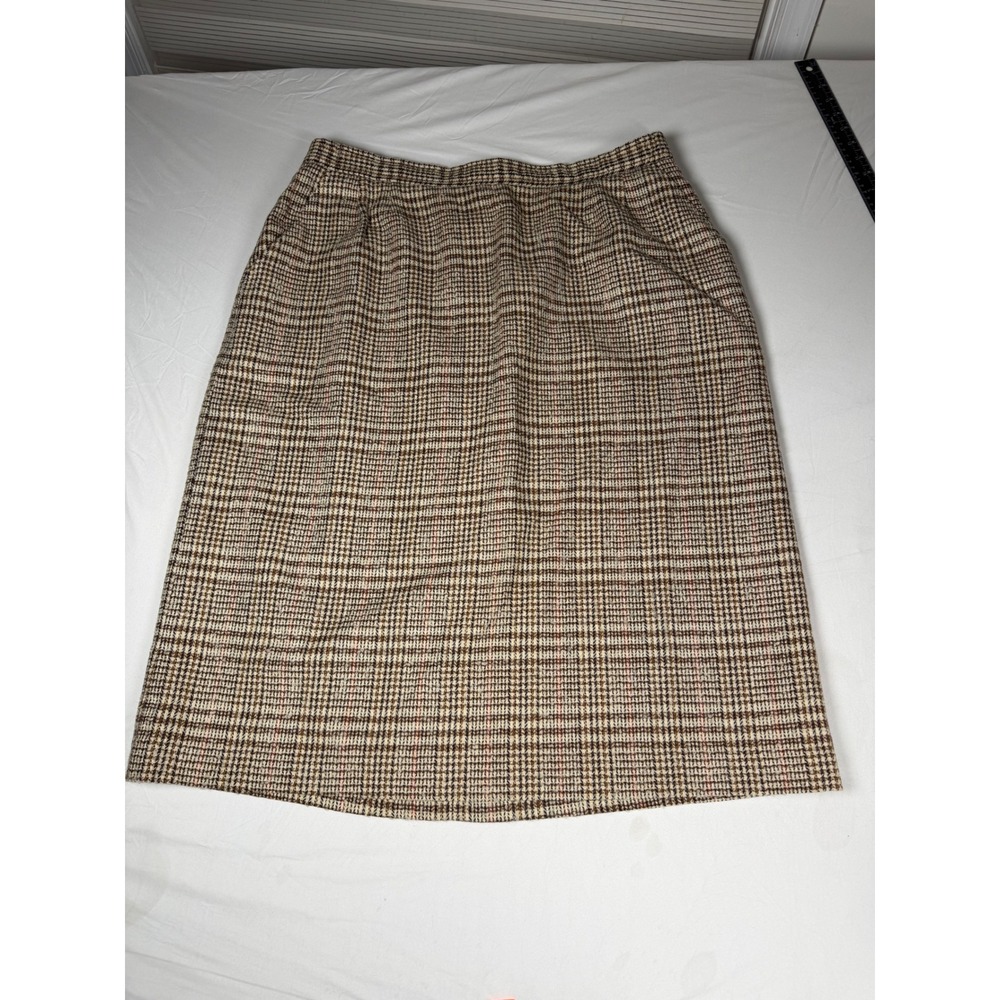 Vintage Evan-Picone Woman 22W 100% Worsted Wool Plaid‎ Skirt Made in USA 70's'